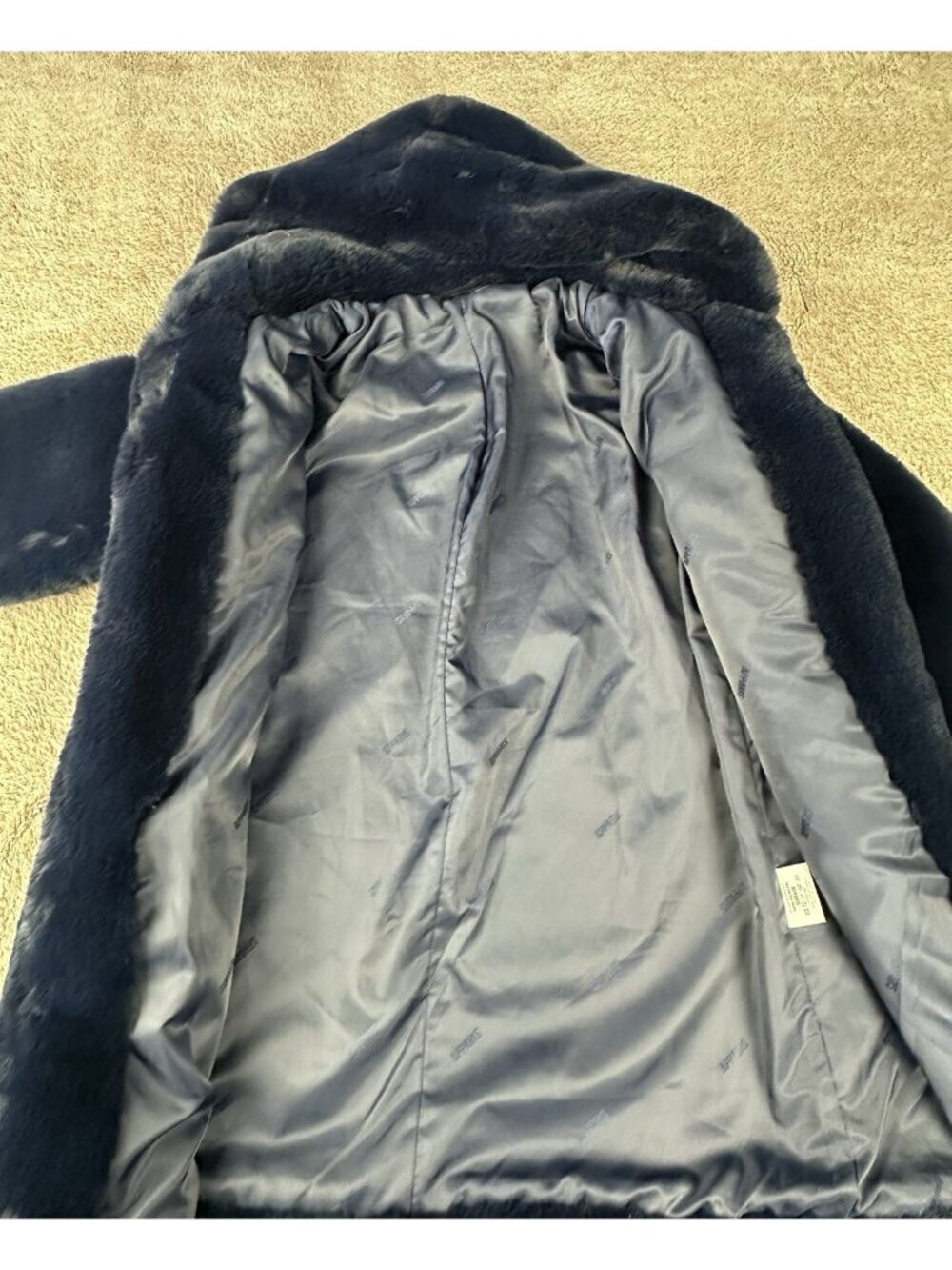 APPARIS Goldie Navy Blue Faux Fur Hooded Coat Jacket Size S Small Plush Winter - Picture 10 of 14
